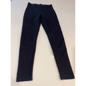 Outdoor Voices Navy Ribbed Leggings With Pink Waistband High-Waisted Stretchy &